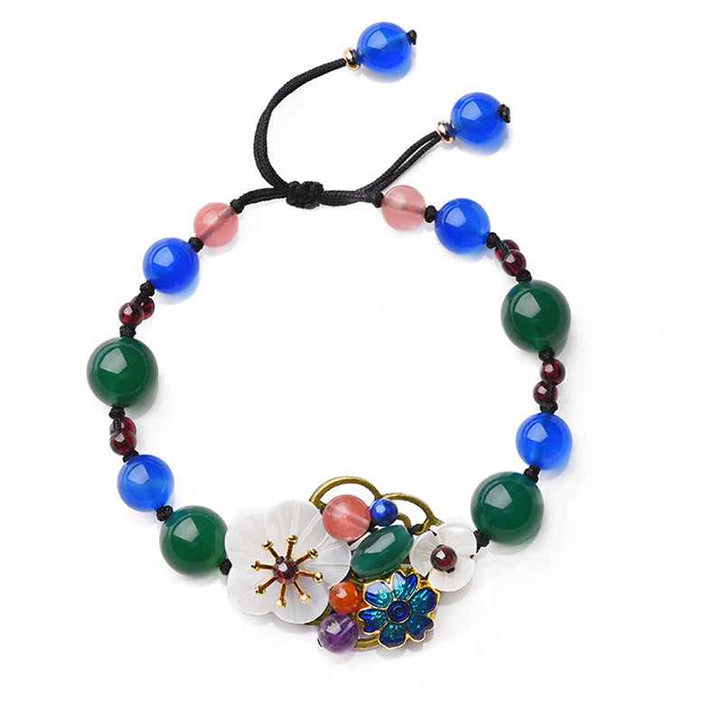 Fortune Jewel Agate Shell Flower Support Bracelet