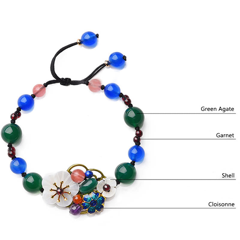 Fortune Jewel Agate Shell Flower Support Bracelet