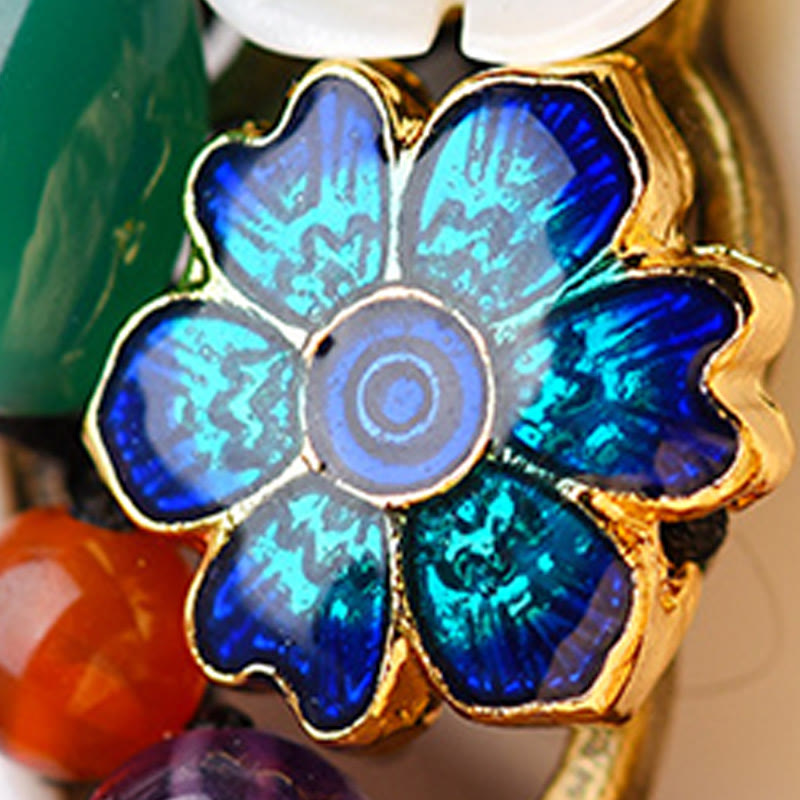 Fortune Jewel Agate Shell Flower Support Bracelet