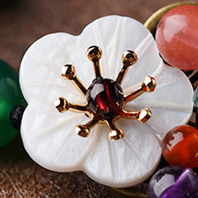 Fortune Jewel Agate Shell Flower Support Bracelet
