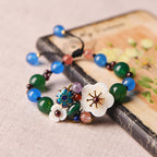 Fortune Jewel Agate Shell Flower Support Bracelet