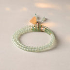 Fortune Jewel Multiple Circles Natural Aventurine Glass Lotus Pods Lucky Bamboo Positivity Bracelet