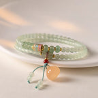 Fortune Jewel Multiple Circles Natural Aventurine Glass Lotus Pods Lucky Bamboo Positivity Bracelet