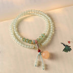 Fortune Jewel Multiple Circles Natural Aventurine Glass Lotus Pods Lucky Bamboo Positivity Bracelet