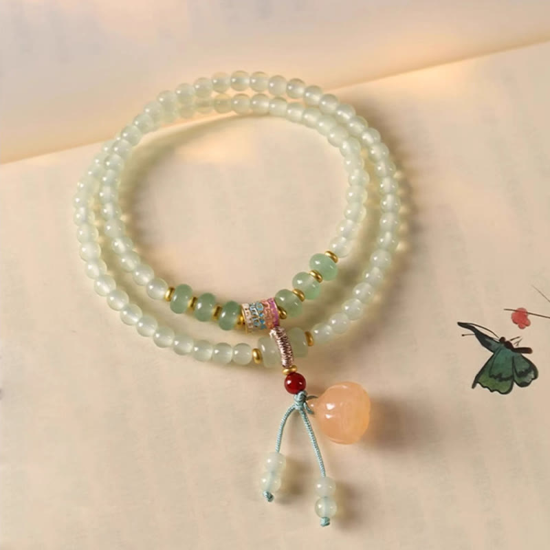 Fortune Jewel Multiple Circles Natural Aventurine Glass Lotus Pods Lucky Bamboo Positivity Bracelet