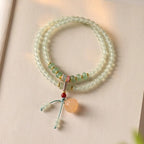 Fortune Jewel Multiple Circles Natural Aventurine Glass Lotus Pods Lucky Bamboo Positivity Bracelet