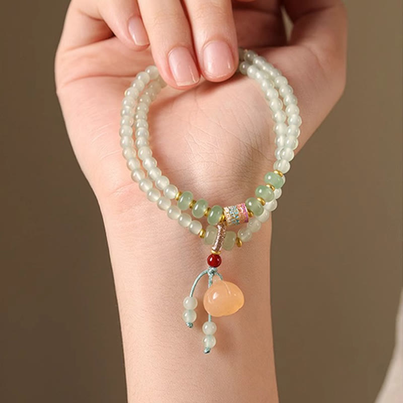 Fortune Jewel Multiple Circles Natural Aventurine Glass Lotus Pods Lucky Bamboo Positivity Bracelet