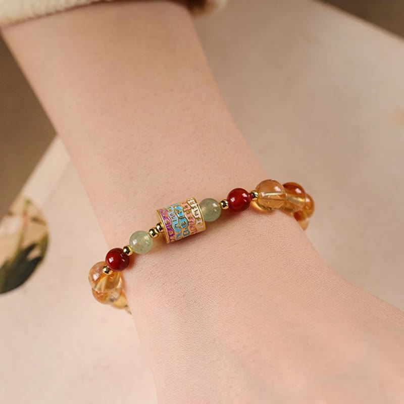 Fortune Jewel Natural Citrine Colorful Prayer Wheel Creativity Bracelet