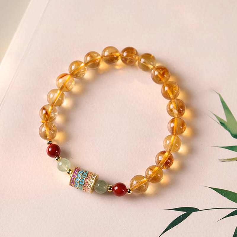 Fortune Jewel Natural Citrine Colorful Prayer Wheel Creativity Bracelet