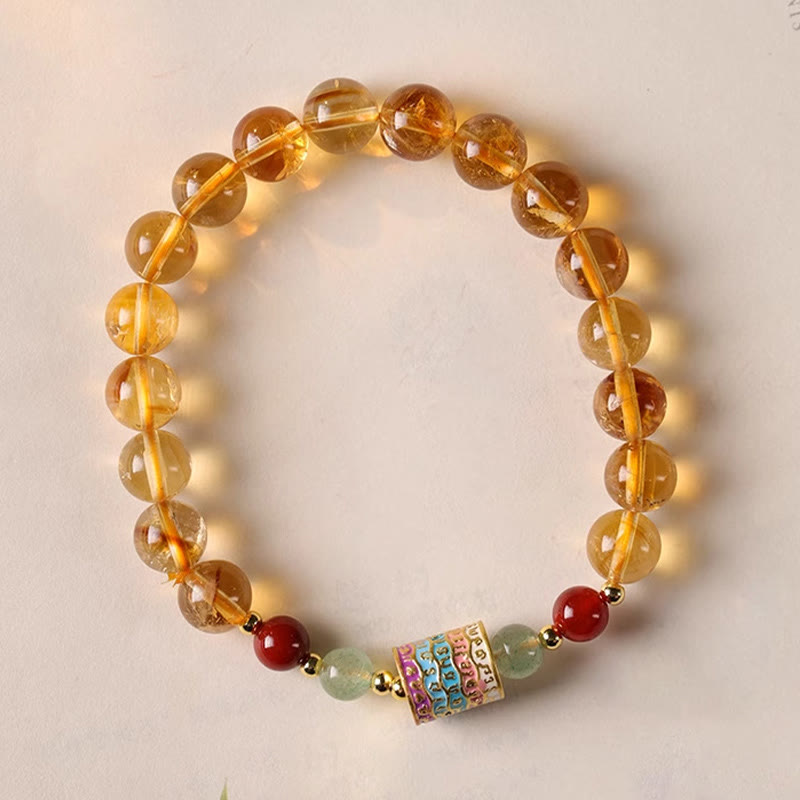 Fortune Jewel Natural Citrine Colorful Prayer Wheel Creativity Bracelet
