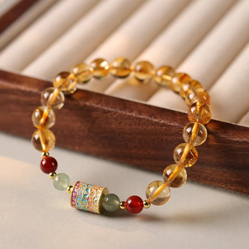 Fortune Jewel Natural Citrine Colorful Prayer Wheel Creativity Bracelet
