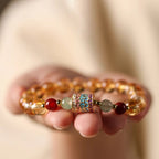 Fortune Jewel Natural Citrine Colorful Prayer Wheel Creativity Bracelet
