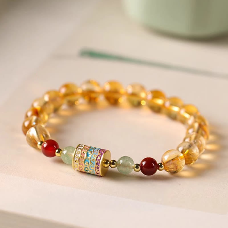 Fortune Jewel Natural Citrine Colorful Prayer Wheel Creativity Bracelet