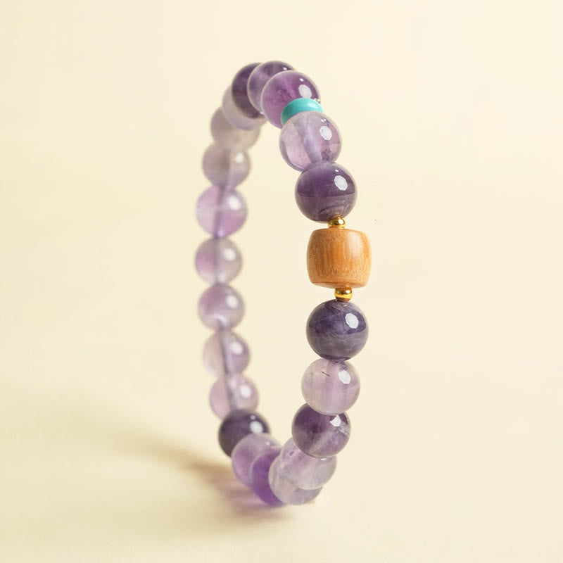 Fortune Jewel Natural Amethyst Lucky Wooden Beads Peace Bracelet