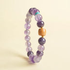 Fortune Jewel Natural Amethyst Lucky Wooden Beads Peace Bracelet