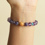 Fortune Jewel Natural Amethyst Lucky Wooden Beads Peace Bracelet