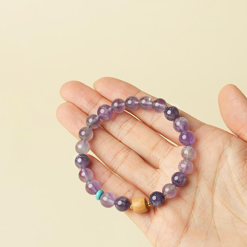 Fortune Jewel Natural Amethyst Lucky Wooden Beads Peace Bracelet