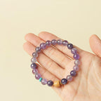 Fortune Jewel Natural Amethyst Lucky Wooden Beads Peace Bracelet