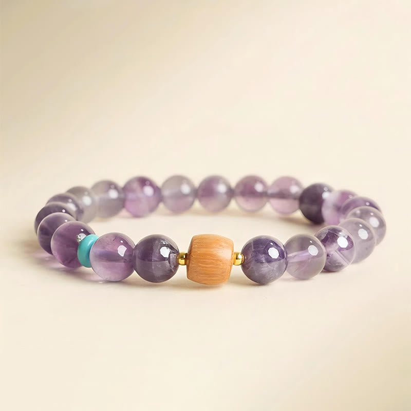 Fortune Jewel Natural Amethyst Lucky Wooden Beads Peace Bracelet