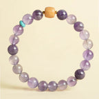Fortune Jewel Natural Amethyst Lucky Wooden Beads Peace Bracelet