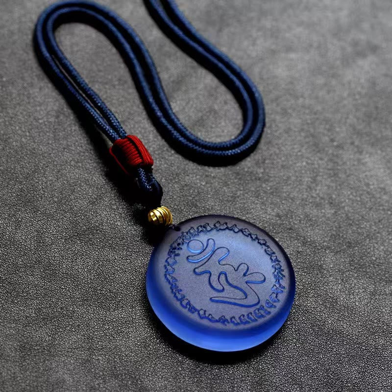 Fortune Jewel Tibet Shurangama Mantra Liuli Crystal Necklace Pendant
