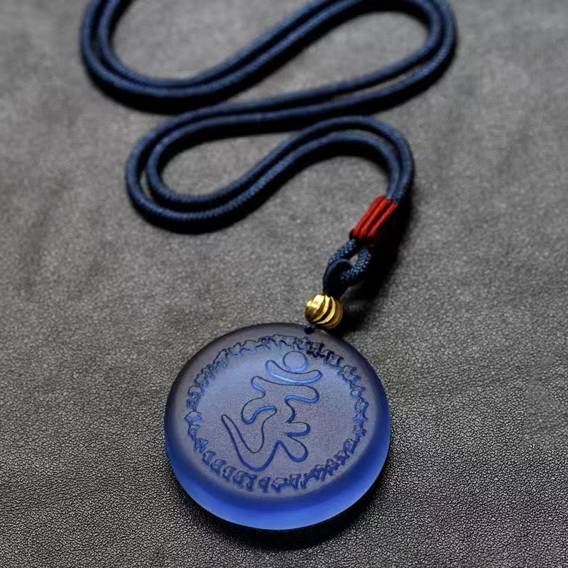 Fortune Jewel Tibet Shurangama Mantra Liuli Crystal Necklace Pendant