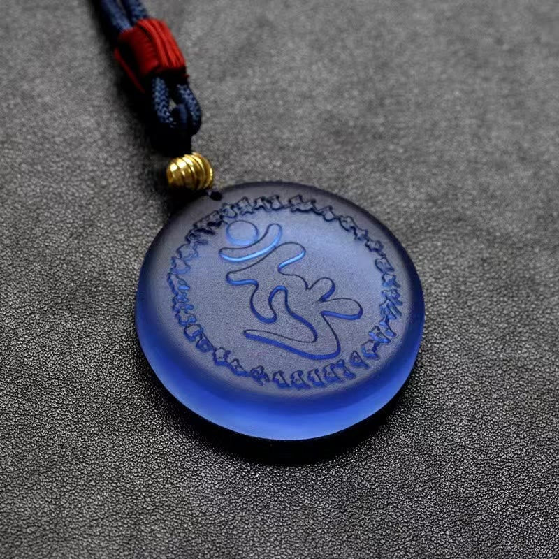 Fortune Jewel Tibet Shurangama Mantra Liuli Crystal Necklace Pendant