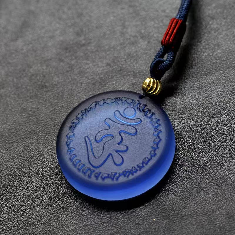 Fortune Jewel Tibet Shurangama Mantra Liuli Crystal Necklace Pendant