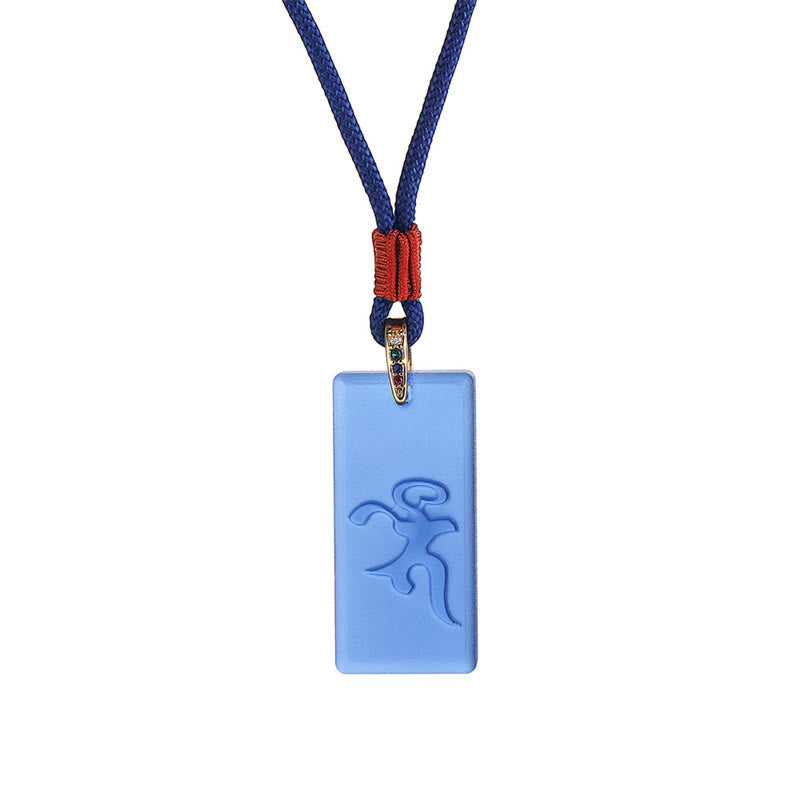 Fortune Jewel Tibetan Green Tara Medicine Buddha Sanskrit Pattern Liuli Crystal Protection Necklace Pendant