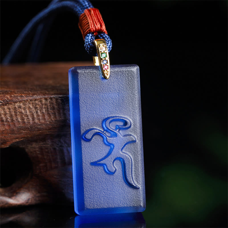 Fortune Jewel Tibetan Green Tara Medicine Buddha Sanskrit Pattern Liuli Crystal Protection Necklace Pendant