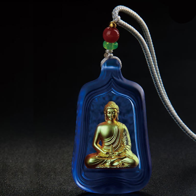 Fortune Jewel Tibetan Medicine Buddha Liuli Crystal Compassion Serenity Necklace Pendant