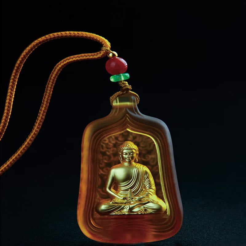 Fortune Jewel Tibetan Medicine Buddha Liuli Crystal Compassion Serenity Necklace Pendant