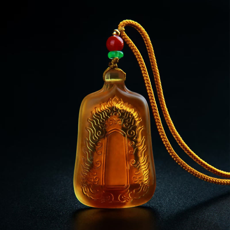 Fortune Jewel Tibetan Medicine Buddha Liuli Crystal Compassion Serenity Necklace Pendant