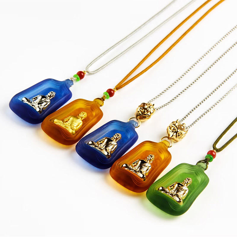 Fortune Jewel Tibetan Medicine Buddha Liuli Crystal Compassion Serenity Necklace Pendant