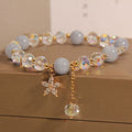Fortune Jewel Natural Aquamarine Crystal Zircon Flower Peace Healing Bracelet
