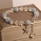 Fortune Jewel Natural Aquamarine Crystal Zircon Flower Peace Healing Bracelet