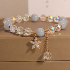 Fortune Jewel Natural Aquamarine Crystal Zircon Flower Peace Healing Bracelet