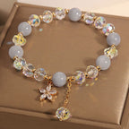 Fortune Jewel Natural Aquamarine Crystal Zircon Flower Peace Healing Bracelet