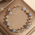 Fortune Jewel Natural Aquamarine Crystal Zircon Flower Peace Healing Bracelet