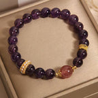 Fortune Jewel Natural Amethyst Lucky Strawberry Quartz Beads Peace Bracelet