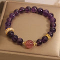 Fortune Jewel Natural Amethyst Lucky Strawberry Quartz Beads Peace Bracelet