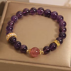 Fortune Jewel Natural Amethyst Lucky Strawberry Quartz Beads Peace Bracelet