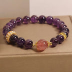 Fortune Jewel Natural Amethyst Lucky Strawberry Quartz Beads Peace Bracelet