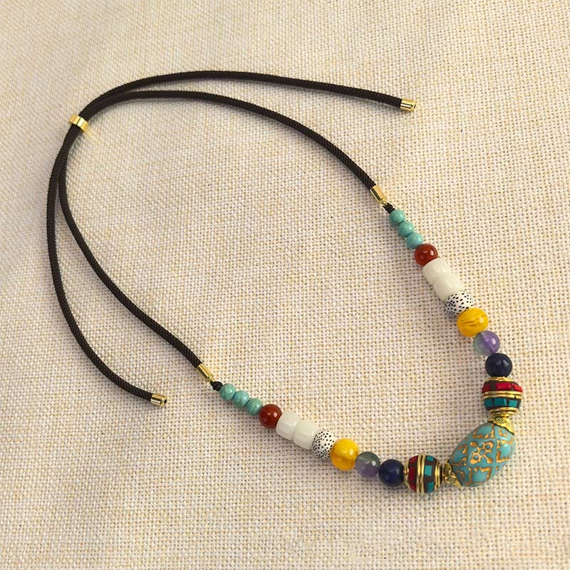Fortune Jewel Tibetan Handmade Turquoise Beads Balance Necklace Pendant