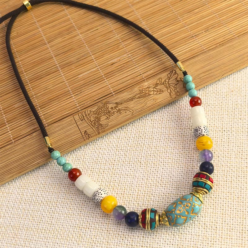 Fortune Jewel Tibetan Handmade Turquoise Beads Balance Necklace Pendant