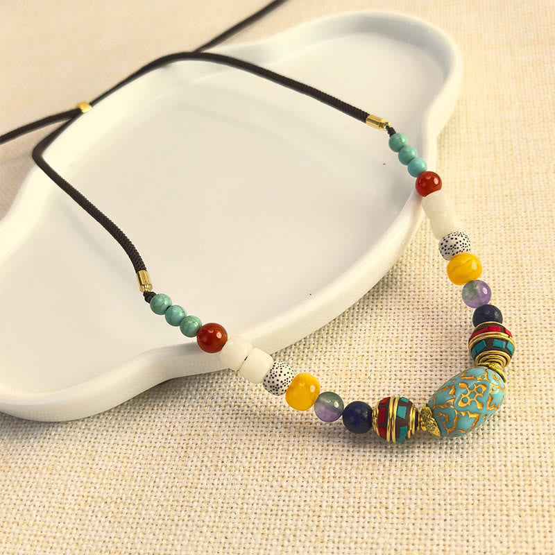 Fortune Jewel Tibetan Handmade Turquoise Beads Balance Necklace Pendant