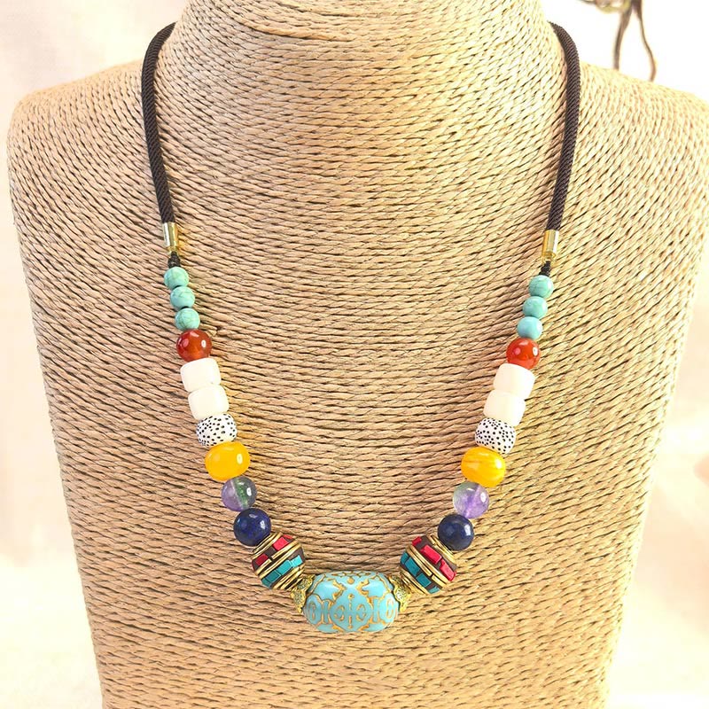 Fortune Jewel Tibetan Handmade Turquoise Beads Balance Necklace Pendant