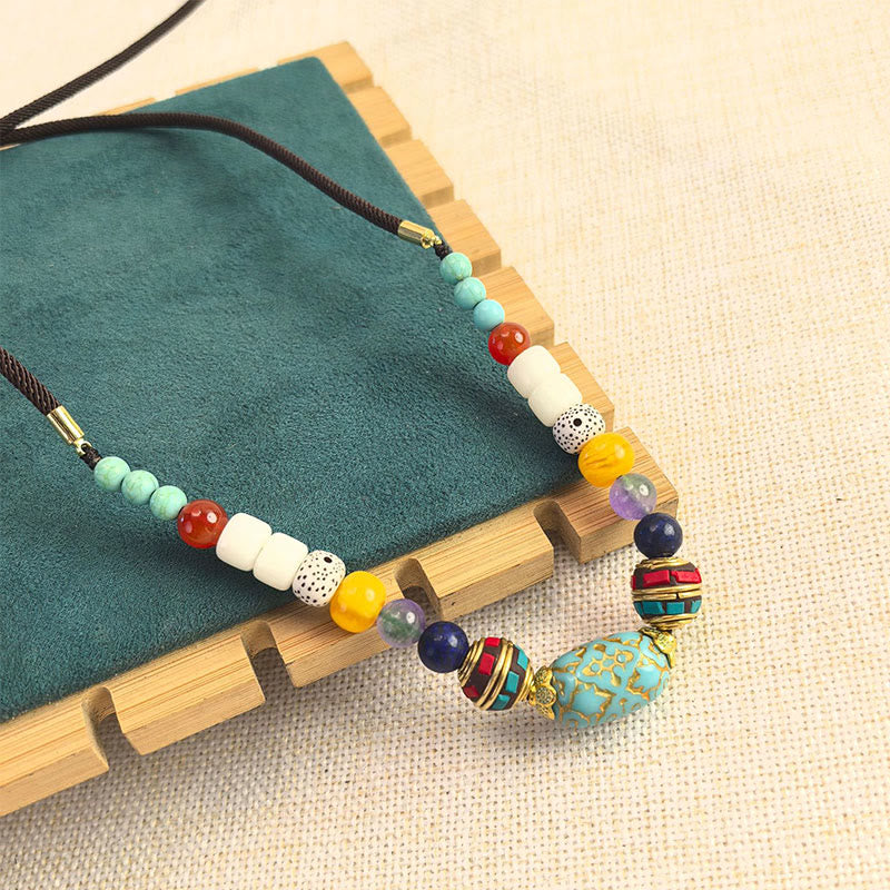 Fortune Jewel Tibetan Handmade Turquoise Beads Balance Necklace Pendant