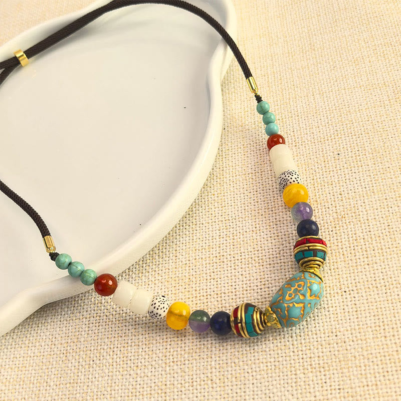 Fortune Jewel Tibetan Handmade Turquoise Beads Balance Necklace Pendant