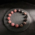 Fortune Jewel Natural Rhodonite Black Line Red Spot Stone Polygon Beads Healing Bracelet